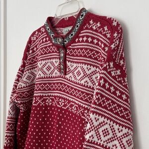 L.L. Bean Women’s Red Nordic Sweater size Medium
